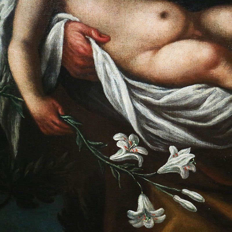 Giuseppe Nuvolone, St. Joseph With The Baby Jesus In His Arms, 1800s, Oil On Canvas, Framed photo 7919.0