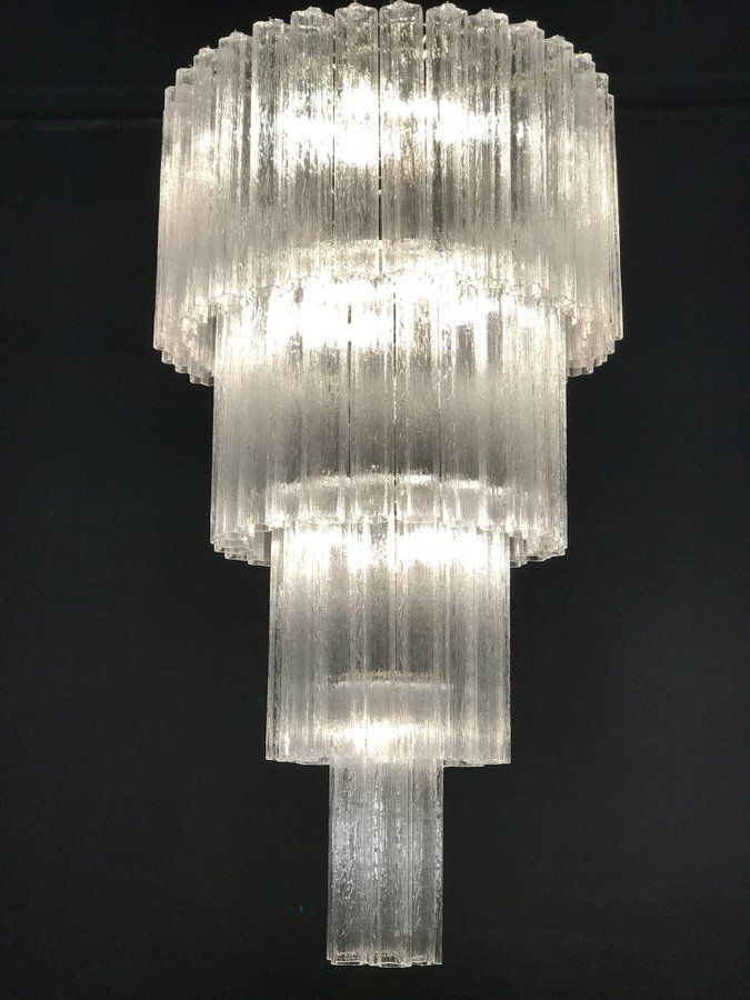 Italian Murano Glass Tronchi Chandeliers, Set Of 2 photo vintage