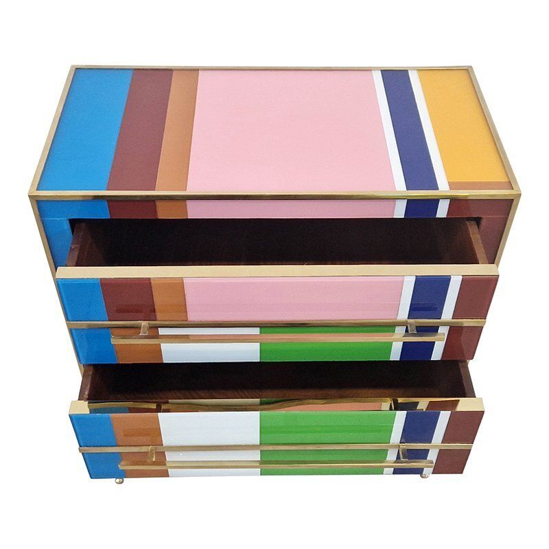 Two Drawer Dresser In Multicoloured Murano Glass, 1980s photo furniture