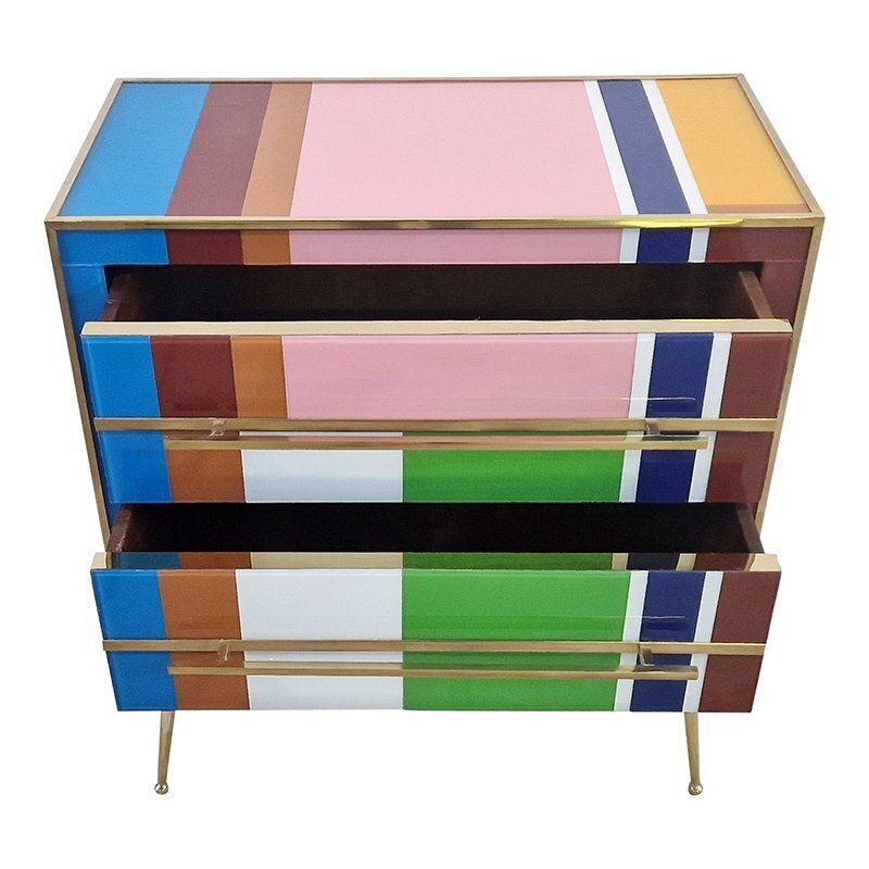 Two Drawer Dresser In Multicoloured Murano Glass, 1980s photo for sale