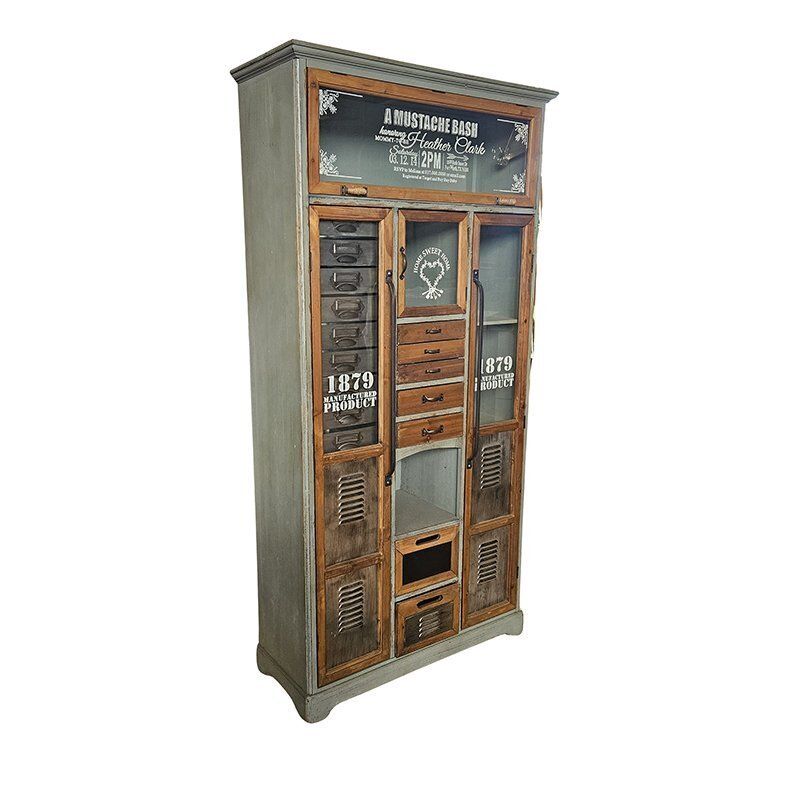 Display Cabinet In Metal And Wood, 1980s photo for sale
