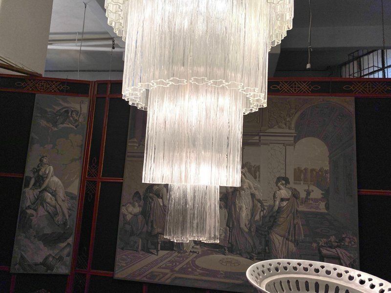 Italian Murano Glass Tronchi Chandeliers, 1990, Set Of 2 photo vintage