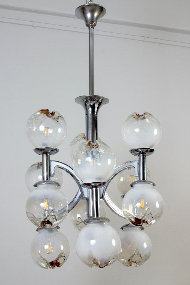 Italian Snowball Murano Chandelier From Mazzega, 1960 photo 6064.0