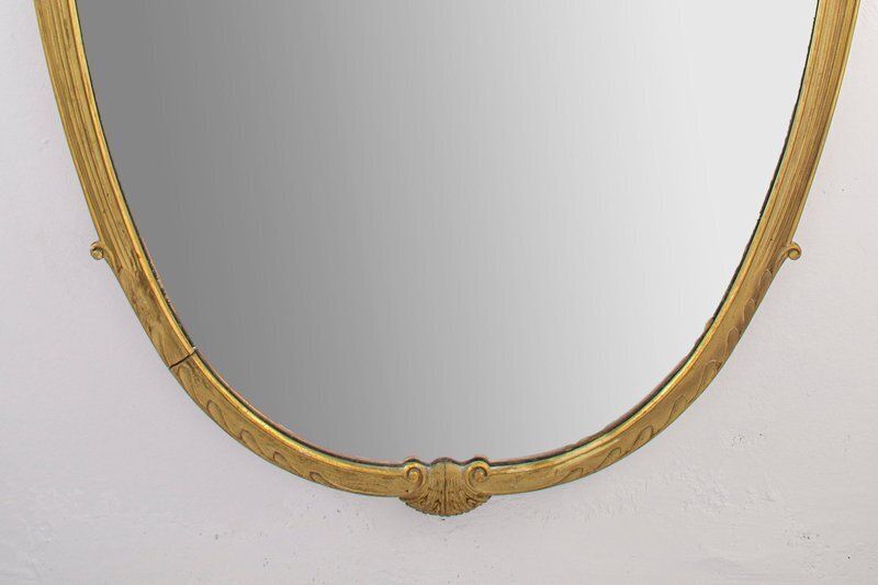 Large Italian Midcentury Gilt Wood Mirror, 1950 By Paolo Buffa photo 3808.0