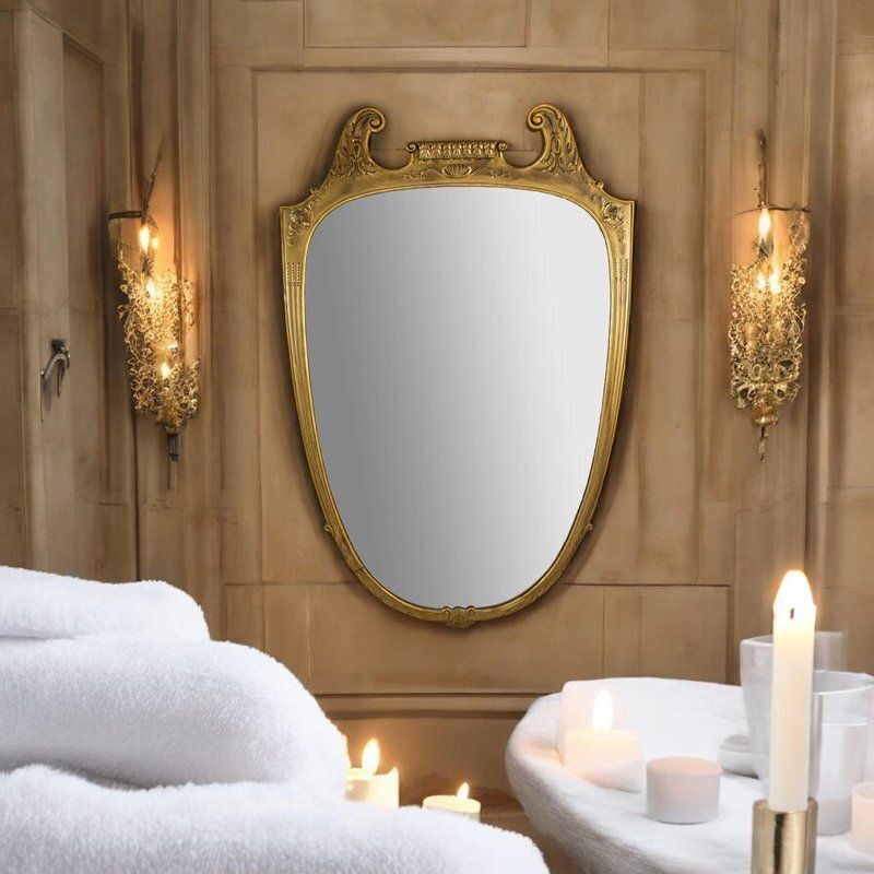 Large Italian Midcentury Gilt Wood Mirror, 1950 By Paolo Buffa photo vintage