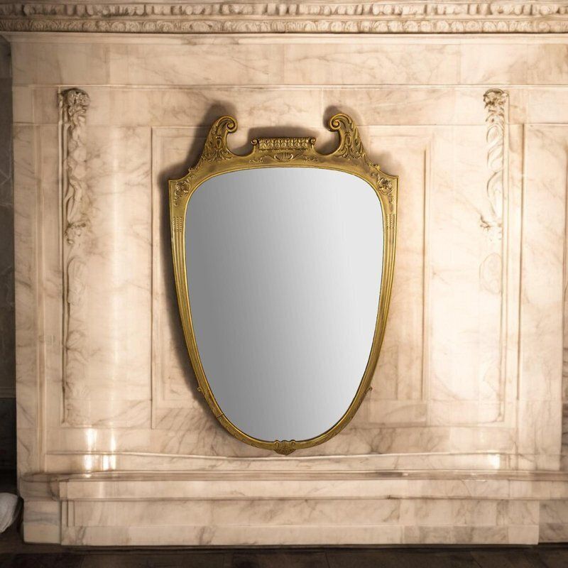 photo furniture Large Italian Midcentury Gilt Wood Mirror, 1950 By Paolo Buffa