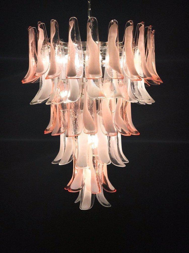 Sumptuous Pink And White Petal Murano Glass Chandelier, Italy, 1980s photo 5381.0