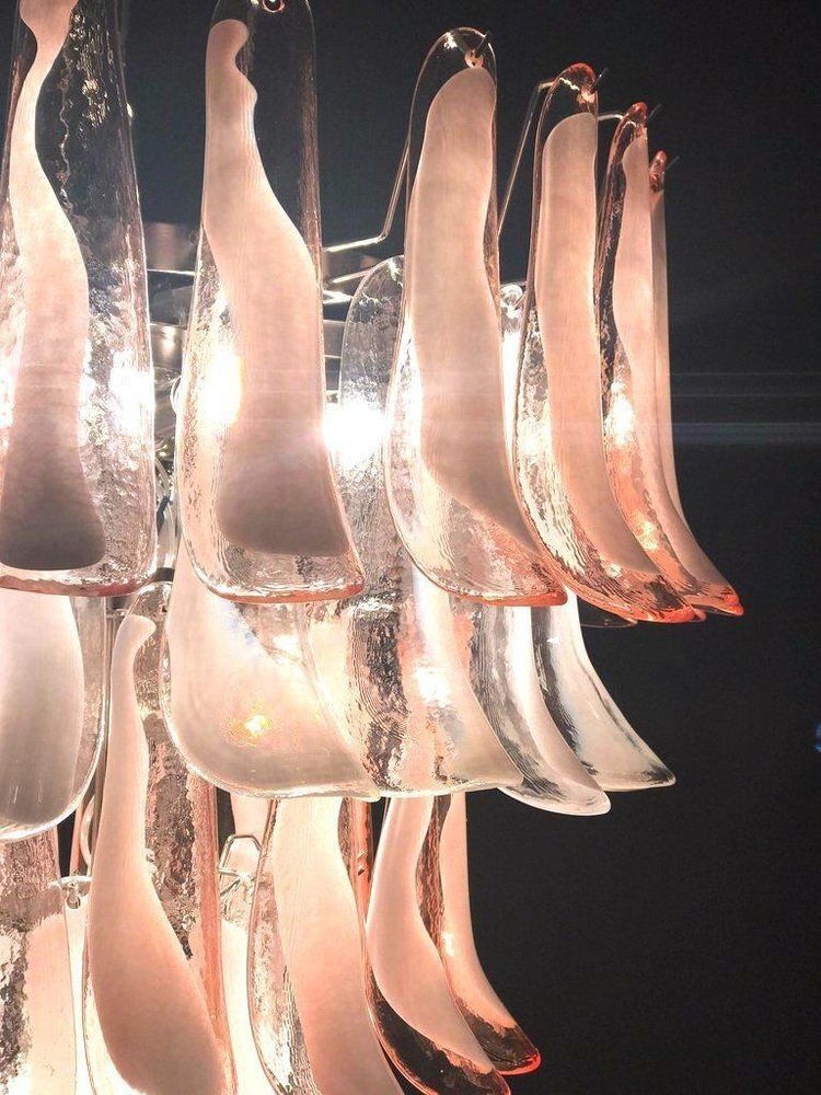 Sumptuous Pink And White Petal Murano Glass Chandelier, Italy, 1980s photo buy
