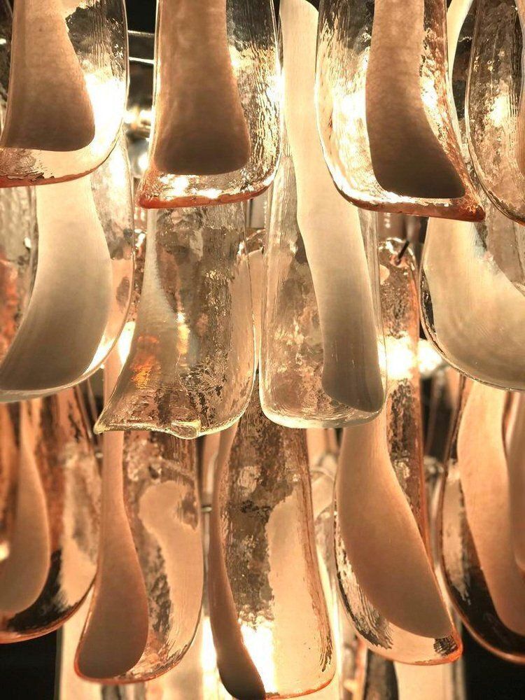 Sumptuous Pink And White Petal Murano Glass Chandelier, Italy, 1980s photo vintage