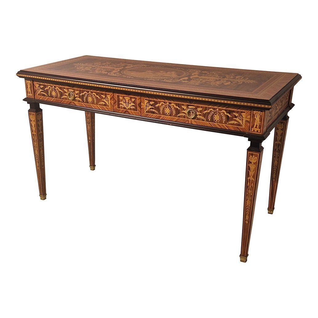 Louis XVI Style Inlaid Writing Table, 1980s photo vinterior