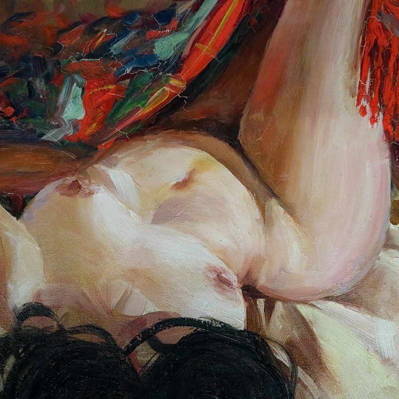 Manzini, Nude Of A Woman Lying, 1963, Oil On Canvas, Framed photo 1030.0