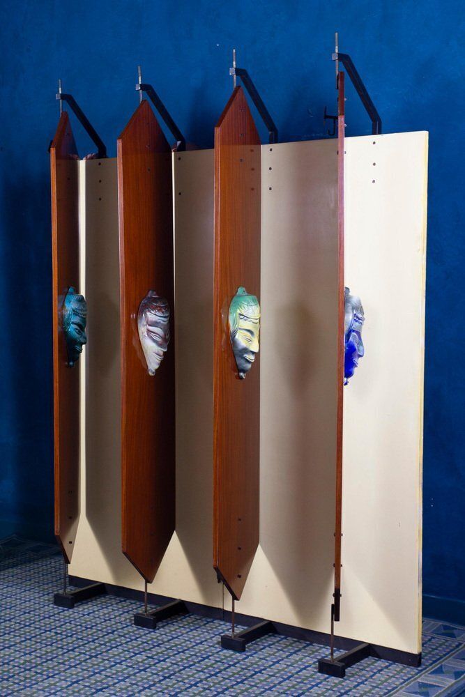 photo for sale Mid Century Wardrobe With Ceramic Masks, Italy, 1950s
