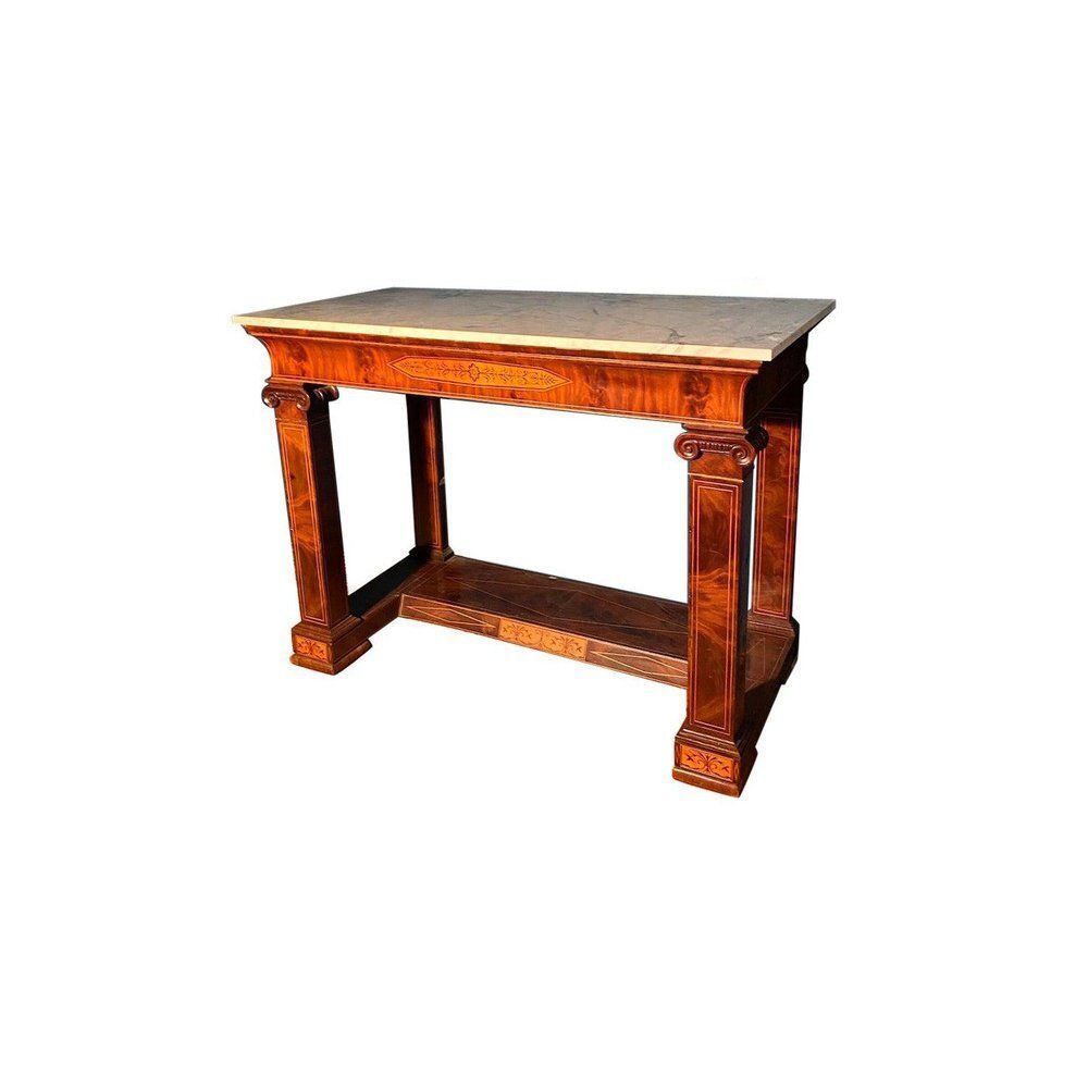 19th Century French Charles X Carrara Marble Top Console Tables, Set Of 2