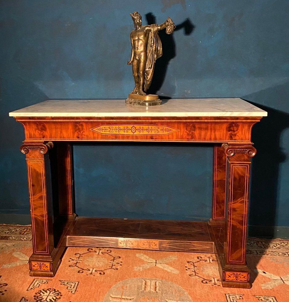 13364.0 19th Century French Charles X Carrara Marble Top Console Tables, Set Of 2 photo
