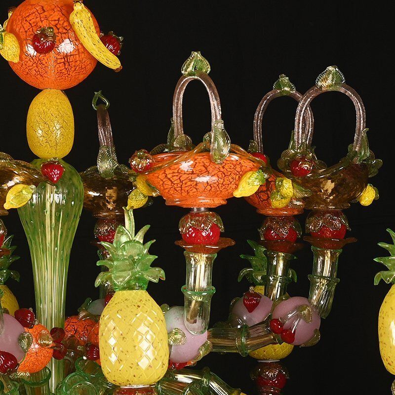 Fruit Chandelier With 16 Polychrome Lights In Murano Glass, 1980s photo 28476.0