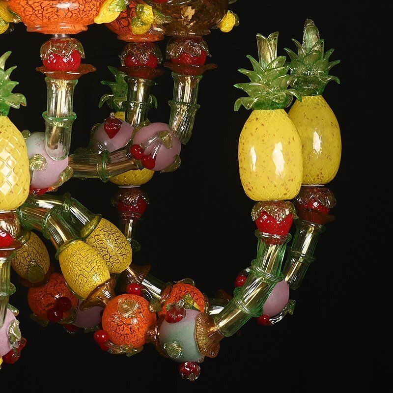 Fruit Chandelier With 16 Polychrome Lights In Murano Glass, 1980s photo vinterior