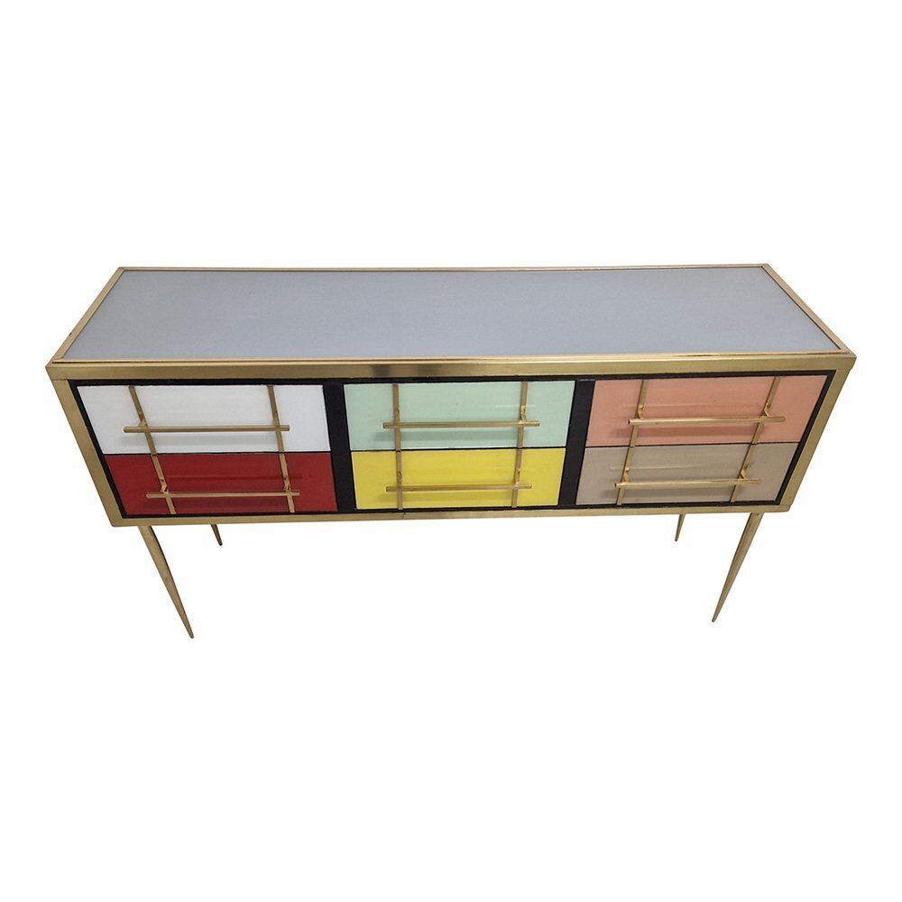 Multicolor Glass Dresser With Drawers, 1980s photo buy