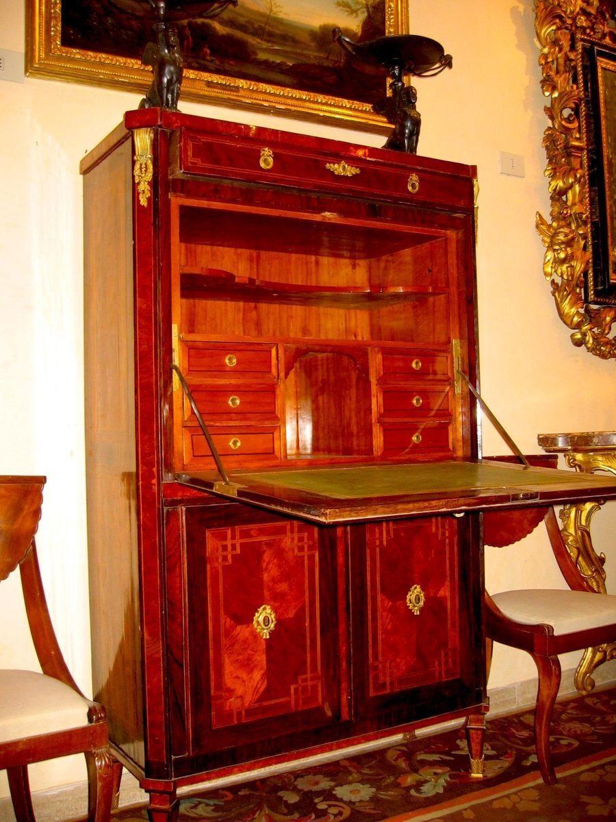 Antique Italian Ormolu Mounted Parquetry Secretaire, 1780 photo for sale