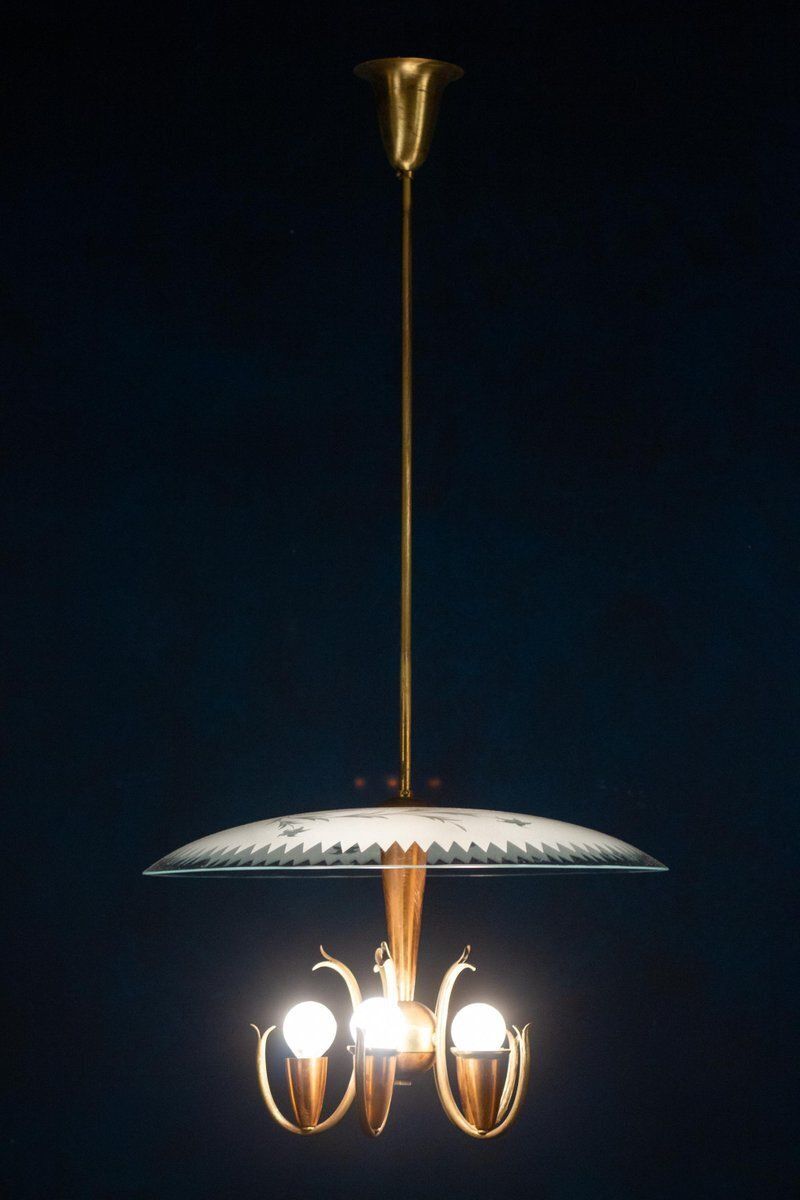 Art Deco Pendant Lamp In The Style Of Pietro Chiesa For Fontana Arte, Italy, 1940s photo vintage