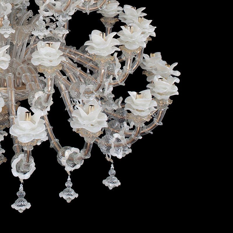 Rezzonico Chandelier In Murano Glass, Crystal And Bronze, 1950s photo Lighting