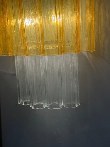 Large Amber And Clear Murano Glass Sconces, 1990, Set Of 2 photo vintage