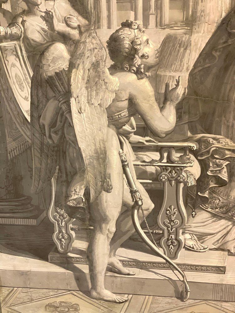 After Merry Joseph Blondel & Louis Lafitte, The Reconciliation Of Venus & Psyche, Grisaille Painting On Paper, 19th Century photo vinterior