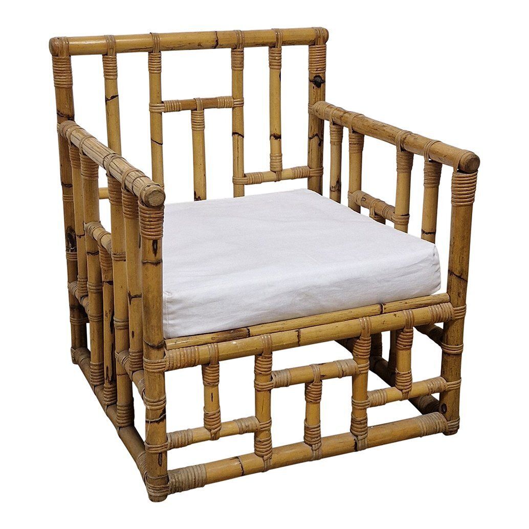 Set Of Bamboo And Rattan Armchairs, 1950s photo vintage