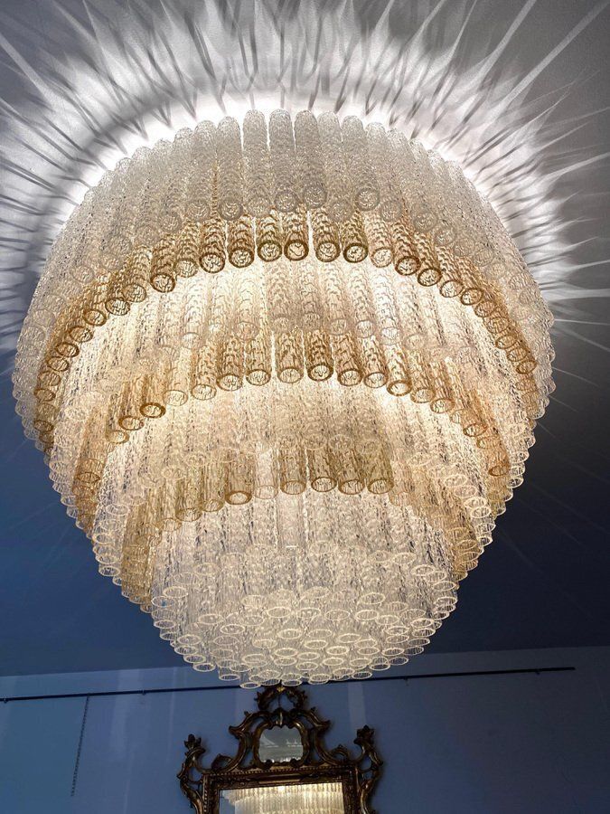Murano Glass Chandelier By Gino Poli For Aureliano Toso photo for sale