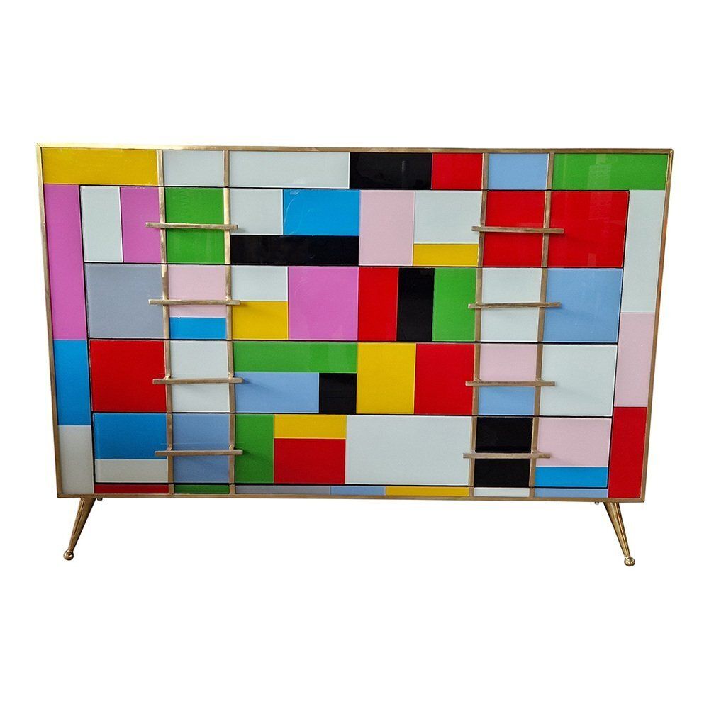 Vintage Dresser With Four Glass Drawers, 1980s