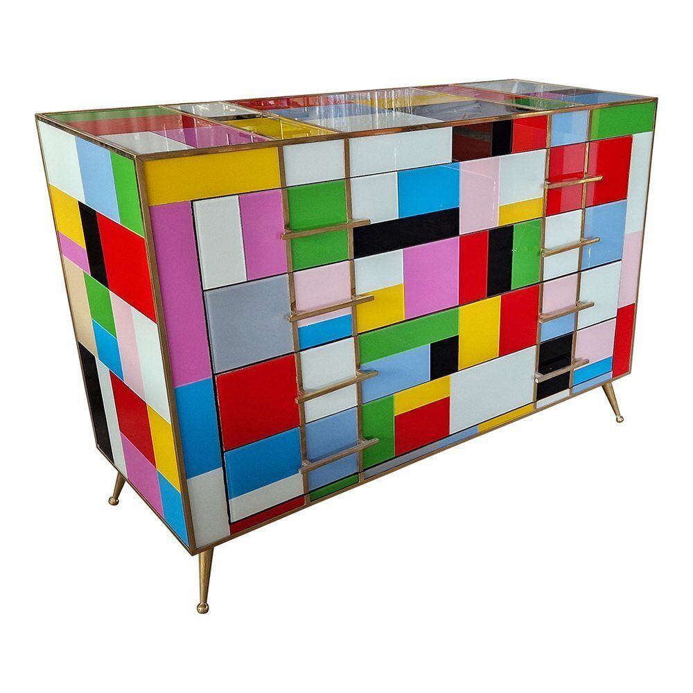 photo for sale Vintage Dresser With Four Glass Drawers, 1980s