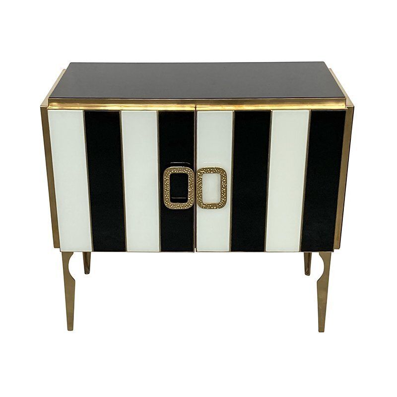 Sideboard In Black And White Murano Glass, 1980s photo Furniture
