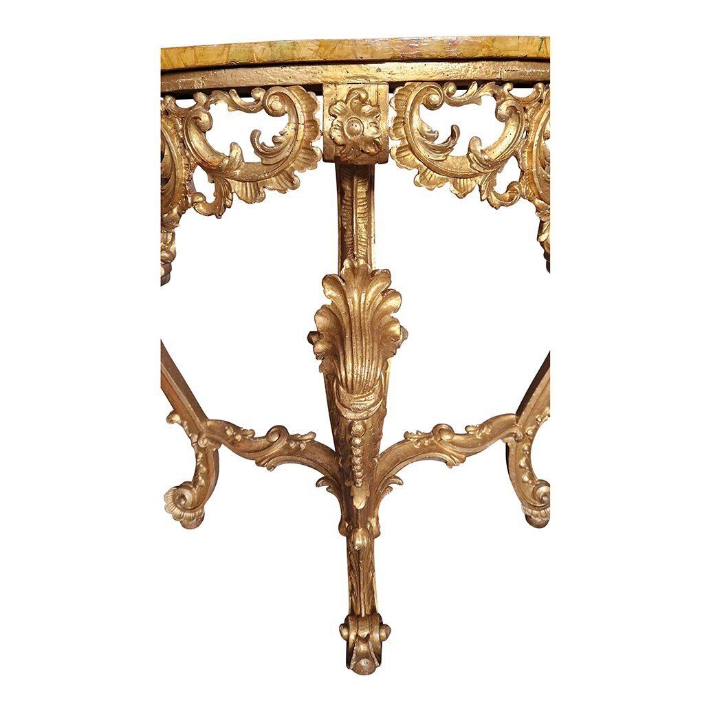Early 20th Century Louis XV Half Moon Console In Carved And Gilded Wood, Venice, 1980s photo 2252.0