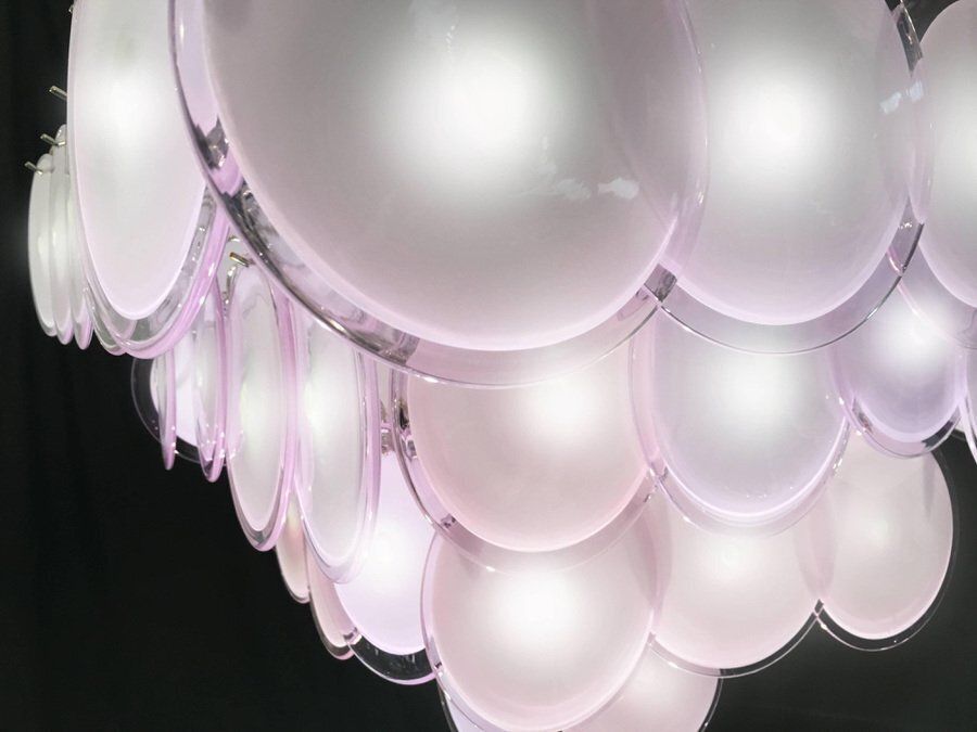 Murano Glass Disc Chandelier In The Style Of Vistosi, 1970s photo for sale