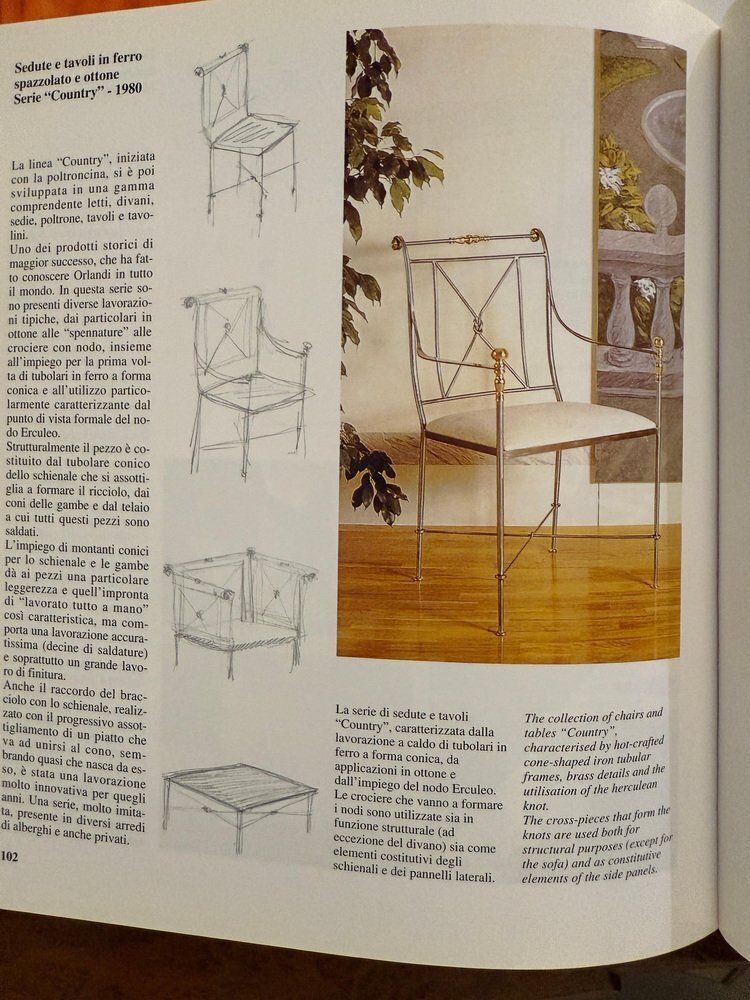 Furniture Italian Steel And Brass Armchair By Orlandi, 1970s photo