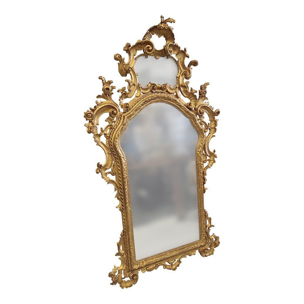 Large Venetian Louis XV Style Mirror In Carved And Gilded Wood, 1980s photo 4474.0