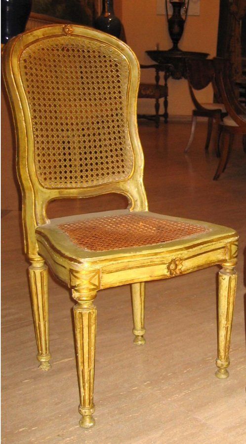 18th Century Italian Painted And Parcel Gilt Chairs, Set Of 6 photo Furniture