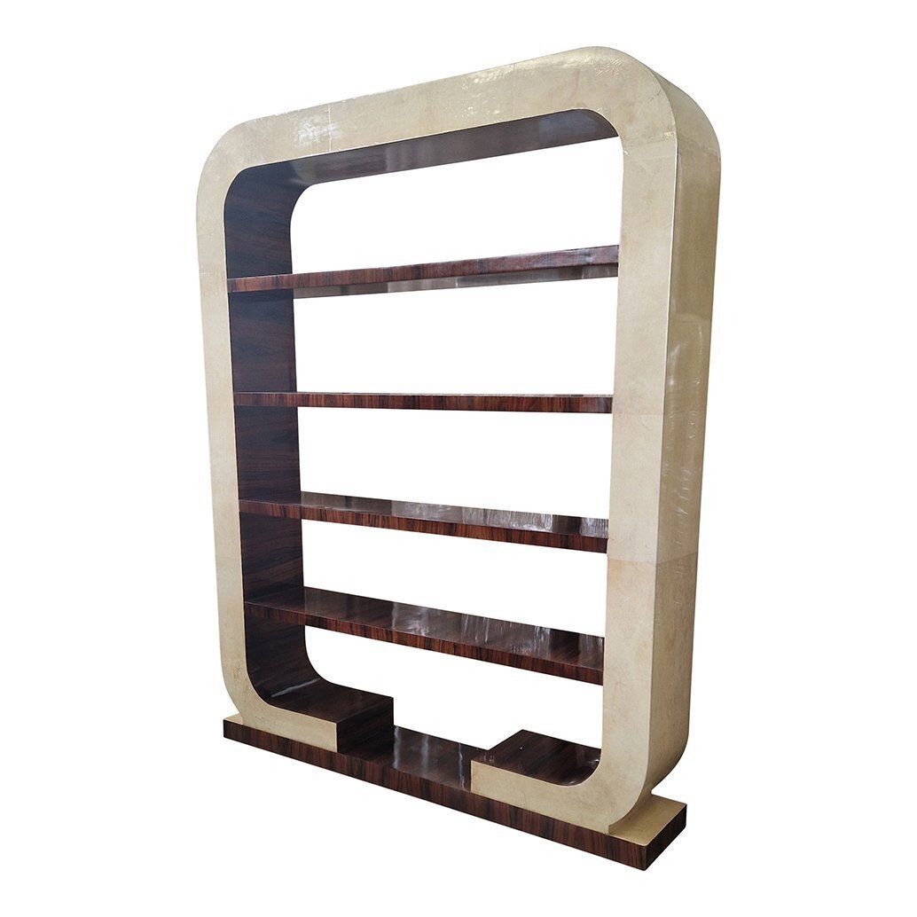 Art Deco Style Double Sided Bookcase In Natural Parchment, 1980s photo 6141.0