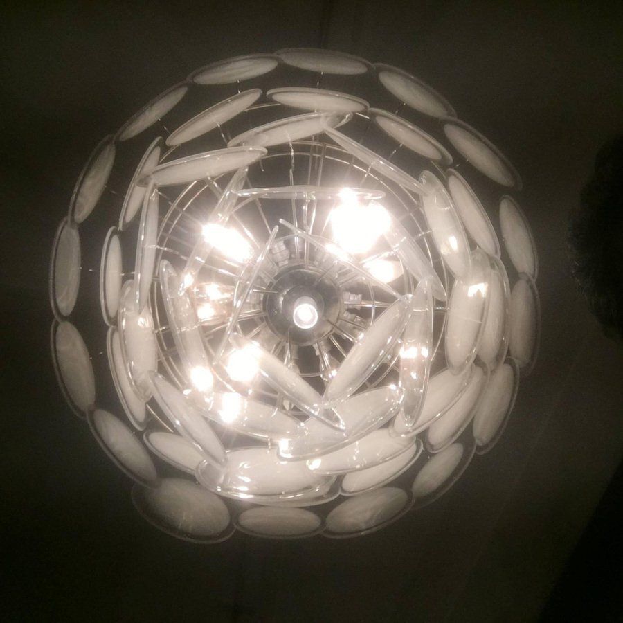 Murano Disc Chandeliers From Vistosi, 1970s, Set Of 2 photo vinterior