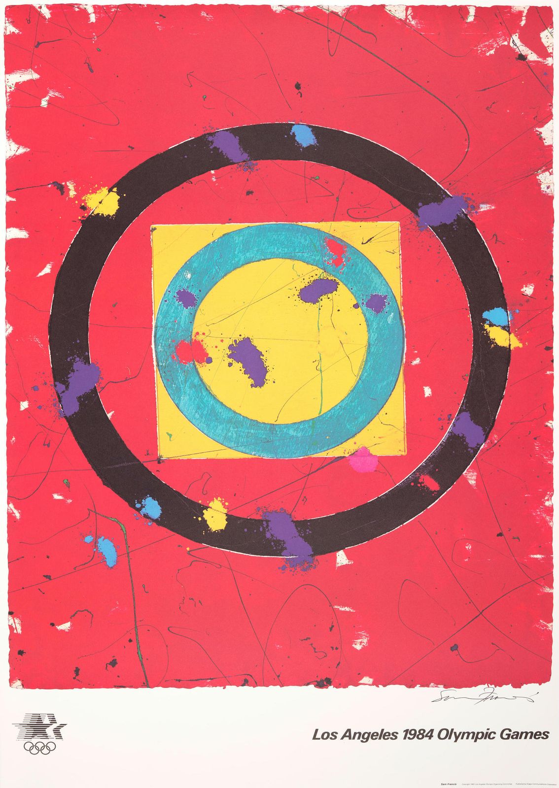 Sam Francis Hand Signed 1984 Los Angeles Olympic Games Poster