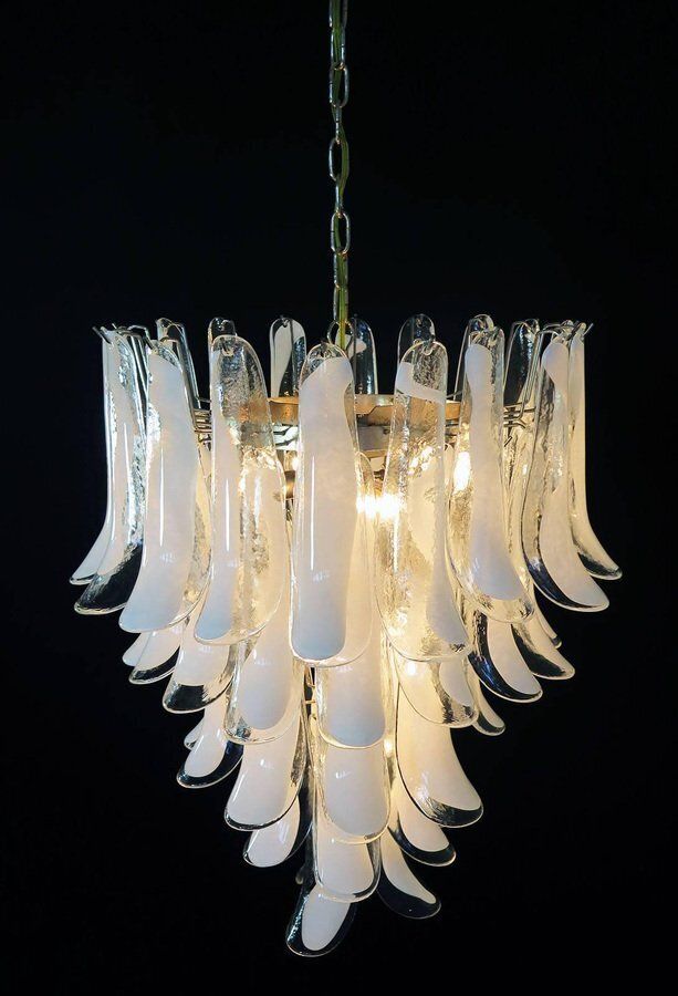 Large Vintage Italian Murano Chandelier With 52 Glass Petals, 1970s photo for sale