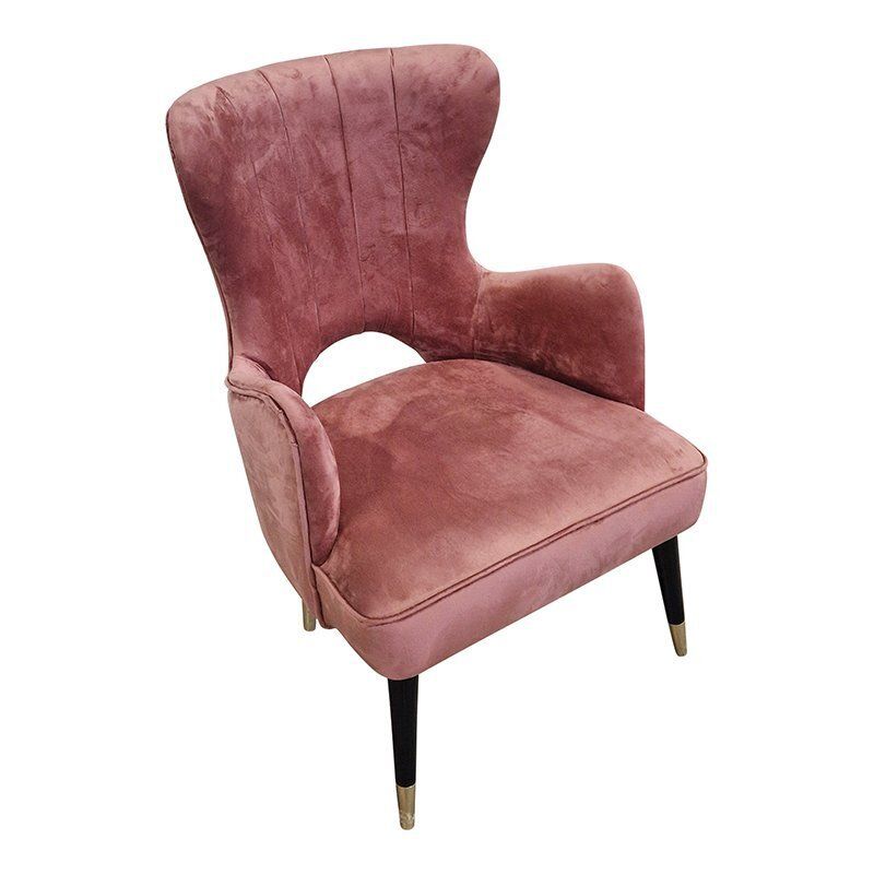 Pink Velvet Armchair, 1980s photo for sale