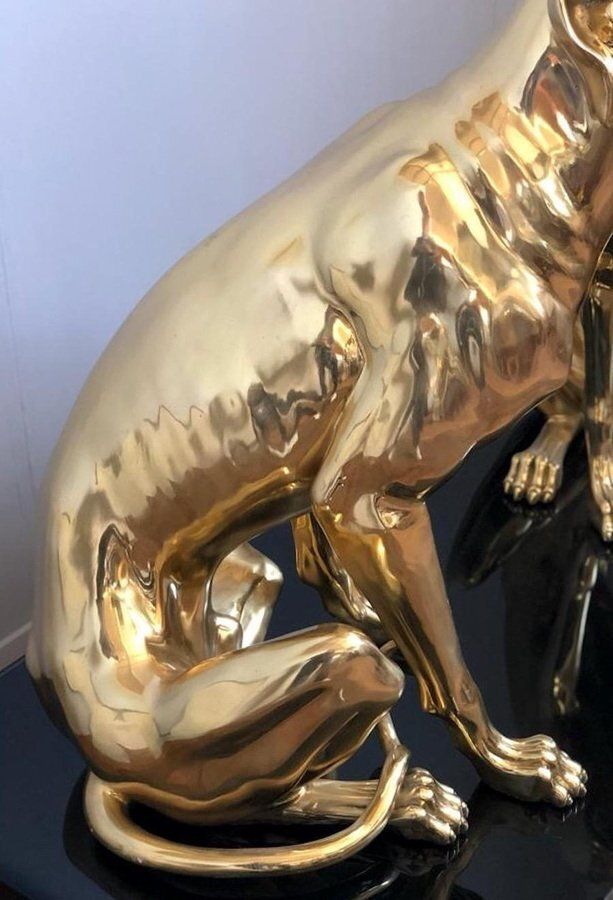 Gilt Bronze Sculptures Of Dogs, Set Of 2 photo furniture