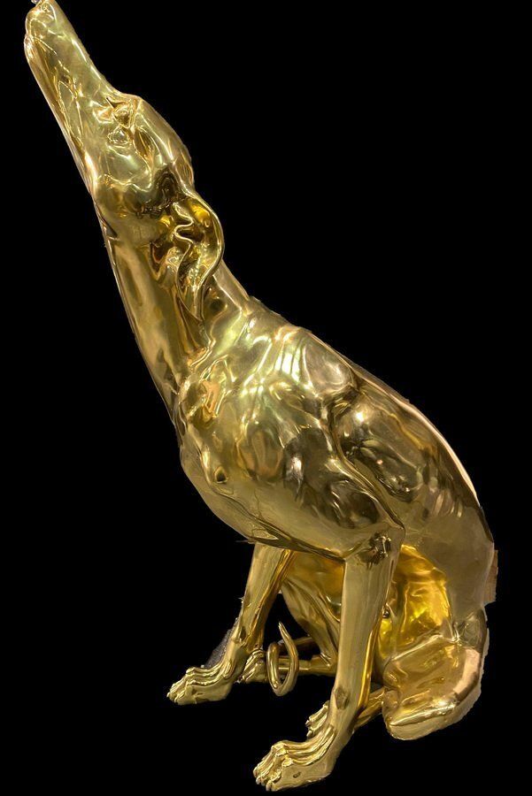 Gilt Bronze Sculptures Of Dogs, Set Of 2 photo buy
