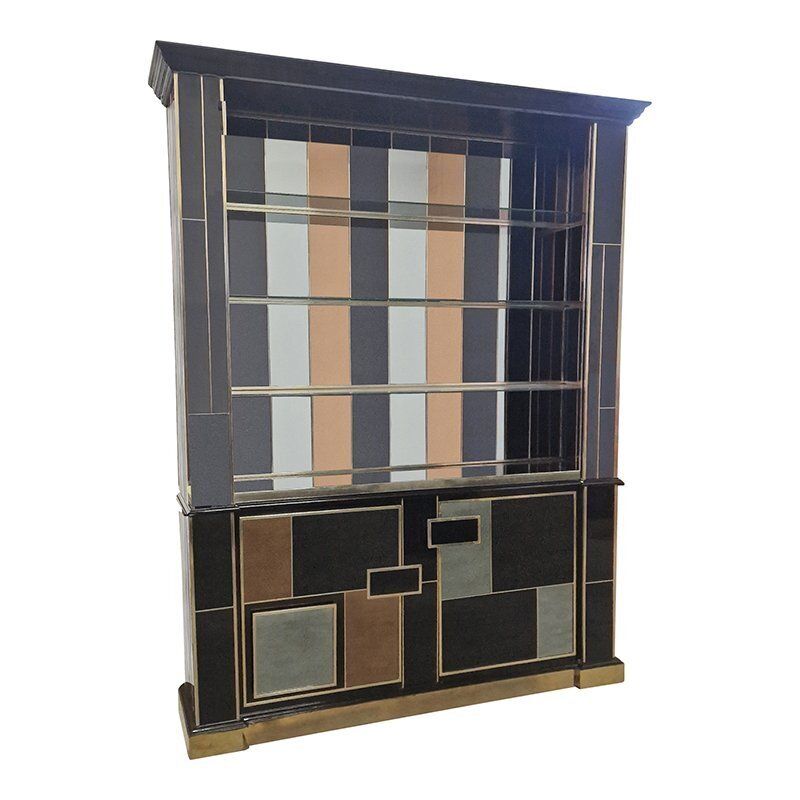 Illuminated Mirrored Glass Bookcase, 1980s photo furniture