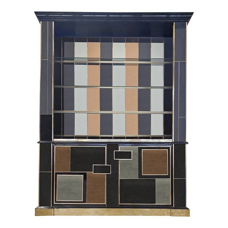 Illuminated Mirrored Glass Bookcase, 1980s photo Furniture