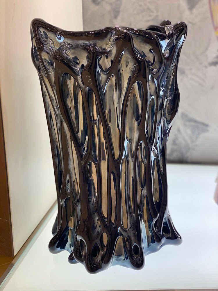 Black Iridescent Murano Glass Vase, 1980s photo furniture
