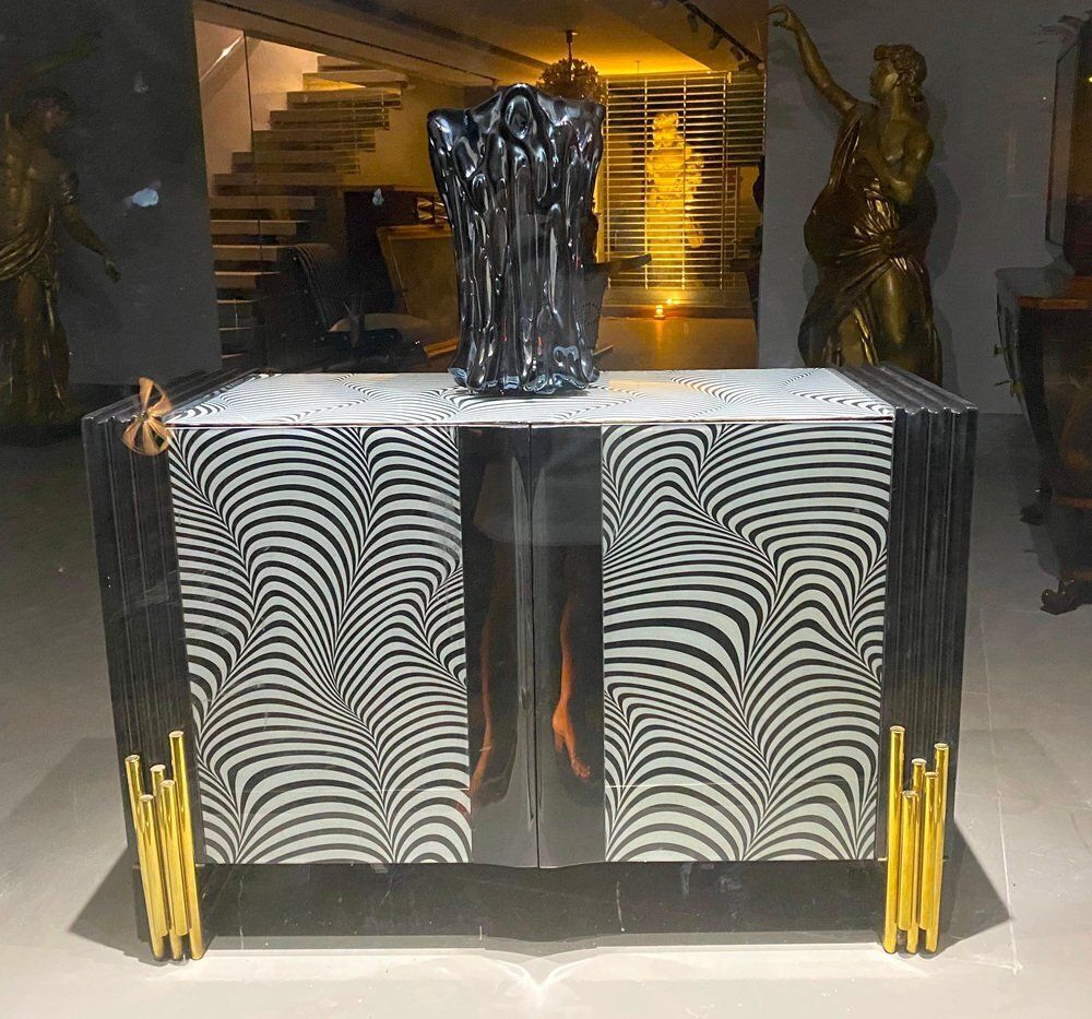 Black Iridescent Murano Glass Vase, 1980s photo for sale