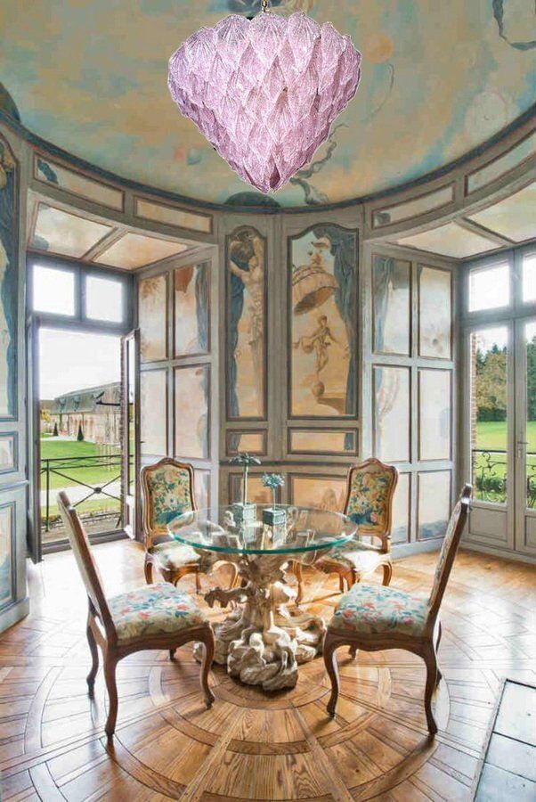 Pink Murano Glass Polar Chandelier, Italy, 1970s photo vinterior
