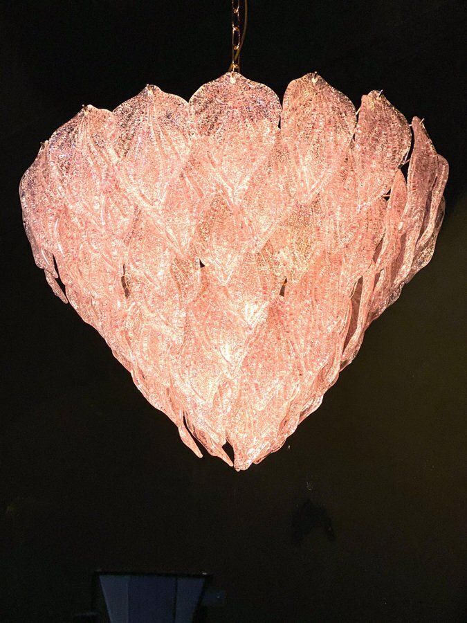 photo vintage Pink Murano Glass Polar Chandelier, Italy, 1970s