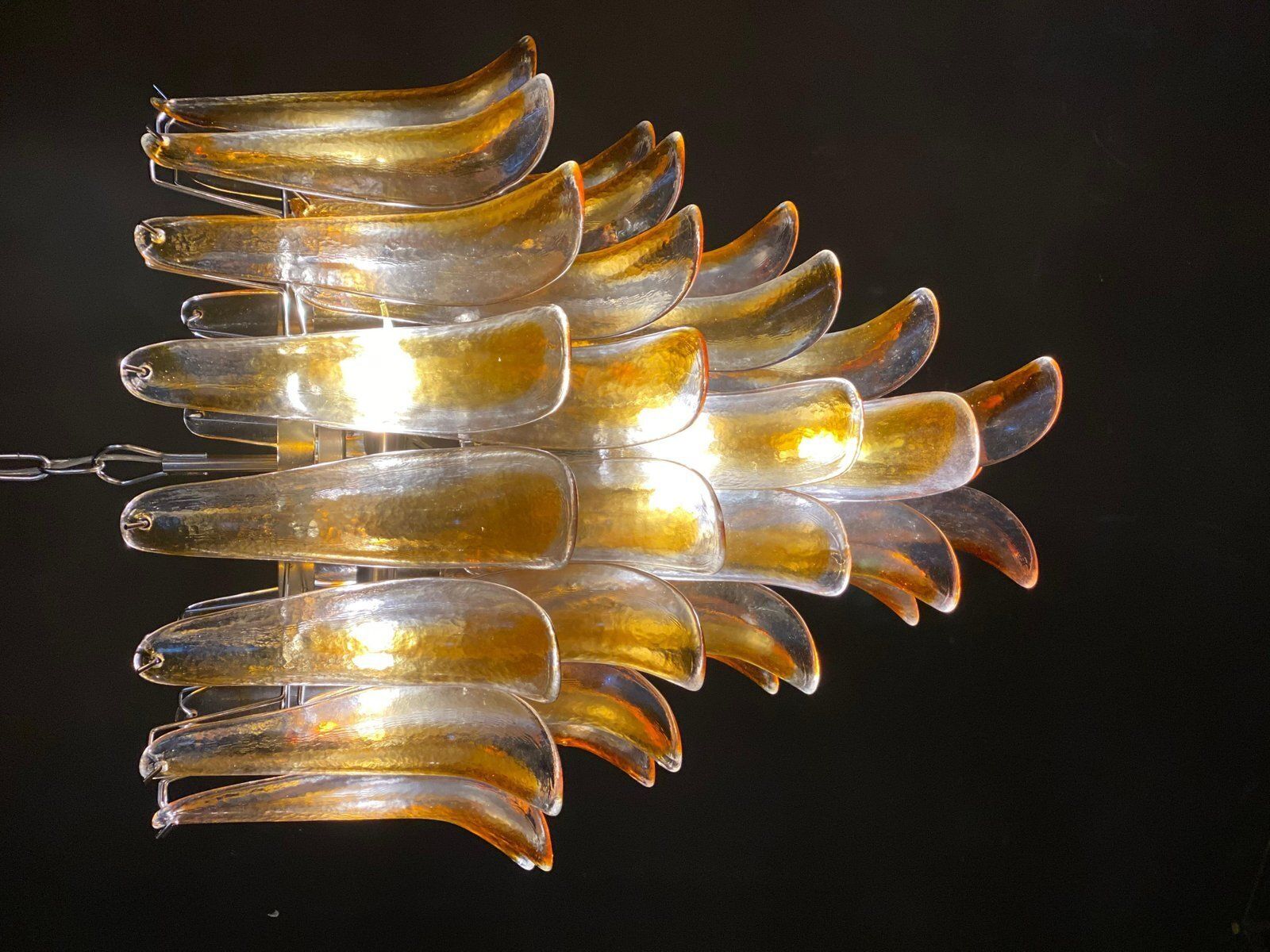 3105.0 Italian Murano Glass Chandelier With Amber Glass Petals, 1970s photo